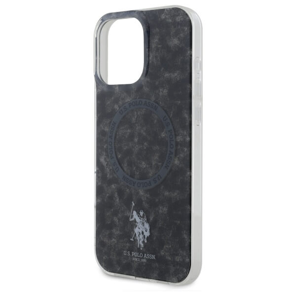 US Polo iPhone 16 Pro - IML Ring - MagSafe Σκληρή Θήκη με Πλαίσιο Σιλικόνης - Black - USHMP16LHOCLDPK