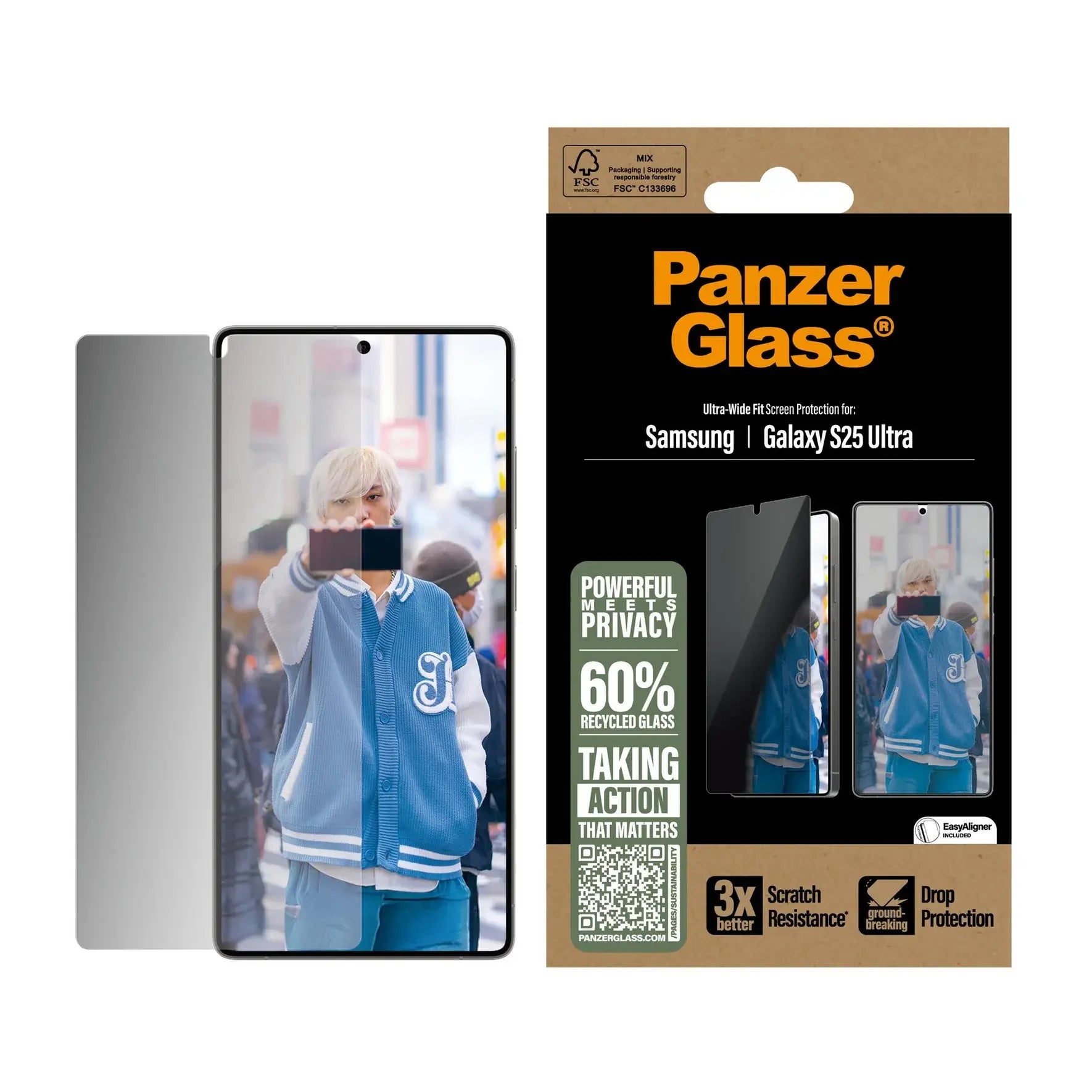 PanzerGlass Samsung Galaxy S25 Ultra Privacy Ultra - Wide Fit Full Screen Αντιχαρακτικό Γυαλί Οθόνης - Black
