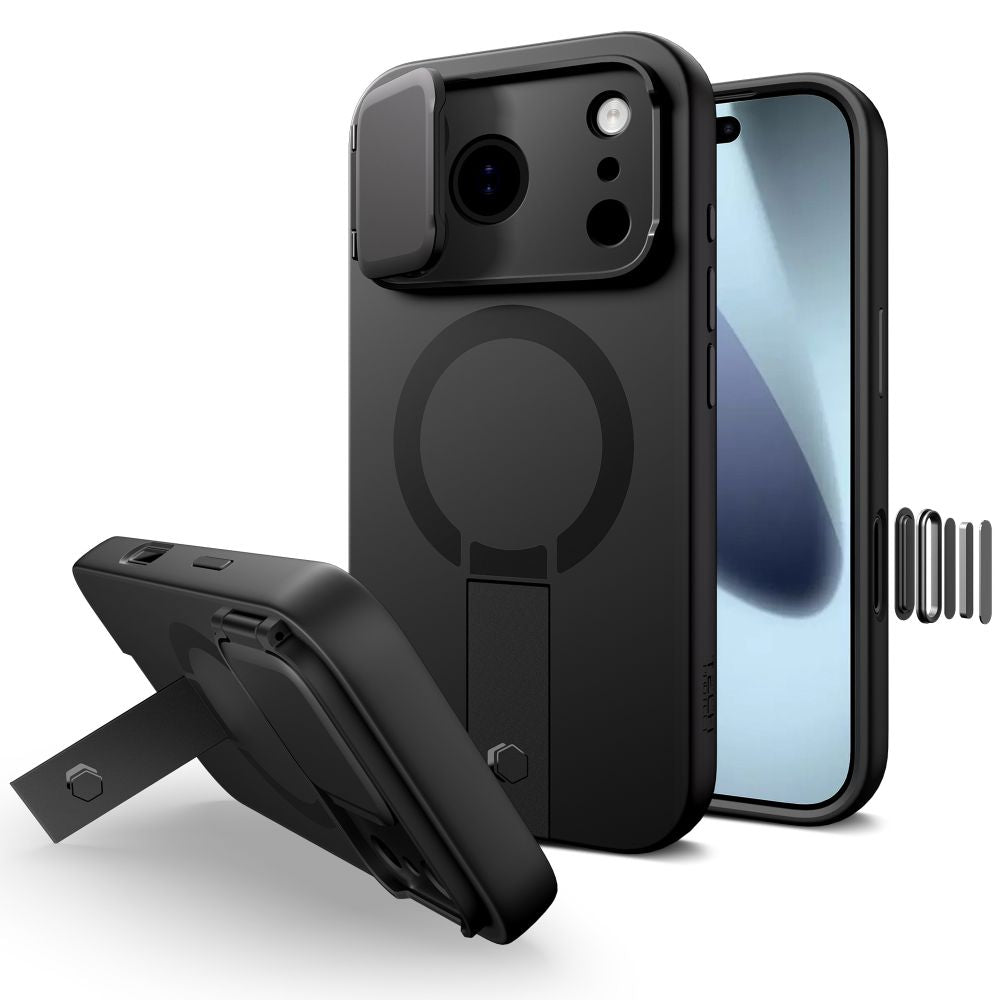 Tech - Protect iPhone 17 Pro Max - Kevlar Aura MagSafe - Σκληρή Θήκη με Ανοιγόμενο Κάλυμμα Κάμερας και Stand - Black