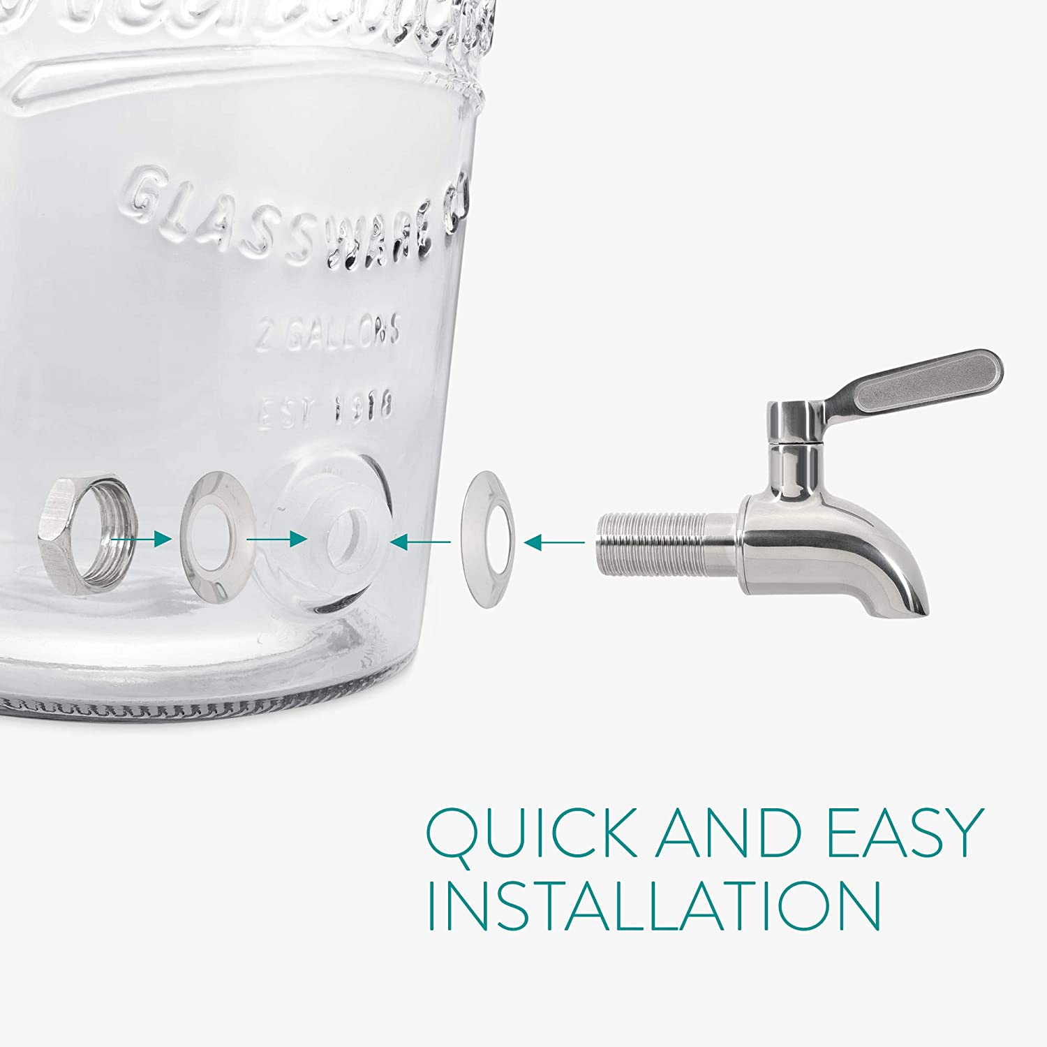 Navaris Drinks Dispenser Γυάλινος Διανεμητής Ποτού - 8L - Διάφανο - 51379.01