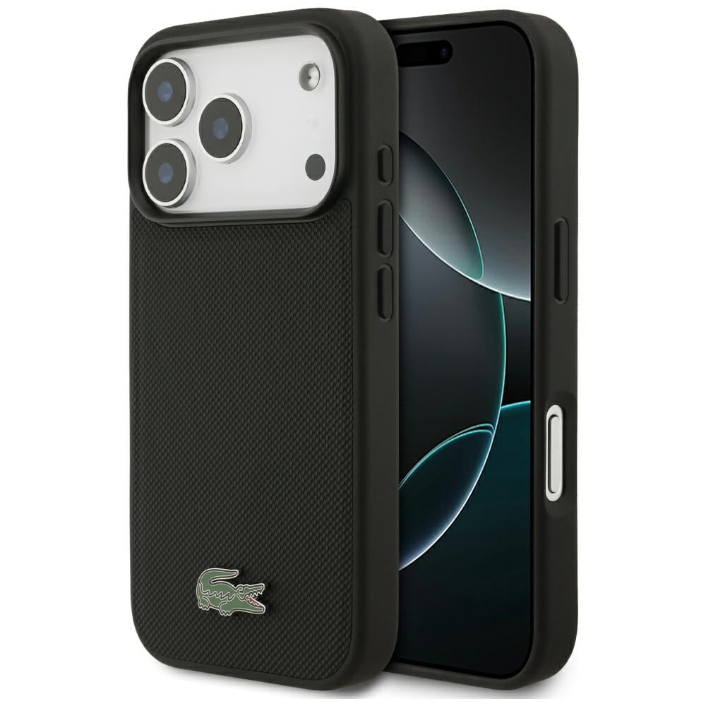 Lacoste iPhone 17 Pro / iPhone 18 Pro - Σκληρή Θήκη με Πλαίσιο Σιλικόνης - Petit Pique Lacquer Logo MagSafe - Black