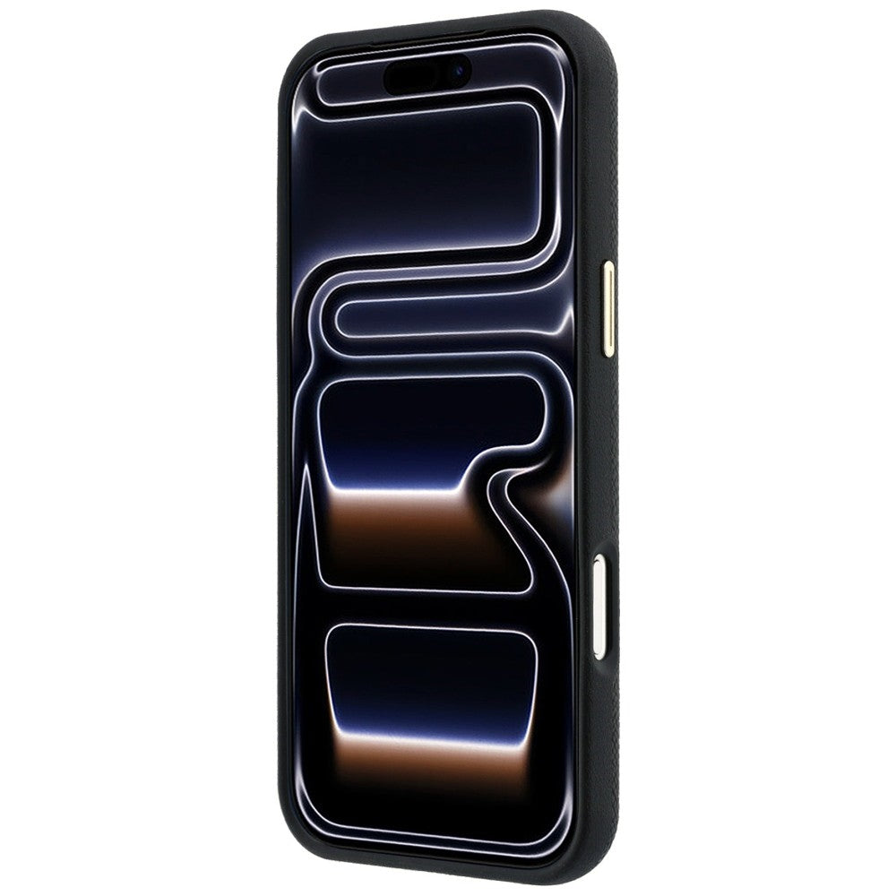 Lacoste iPhone 18 Pro / iPhone 17 Pro - Σκληρή Θήκη με Πλαίσιο Σιλικόνης και Επένδυση Οικολογικού Δέρματος MagSafe - Champs Elysees Embossed - Black