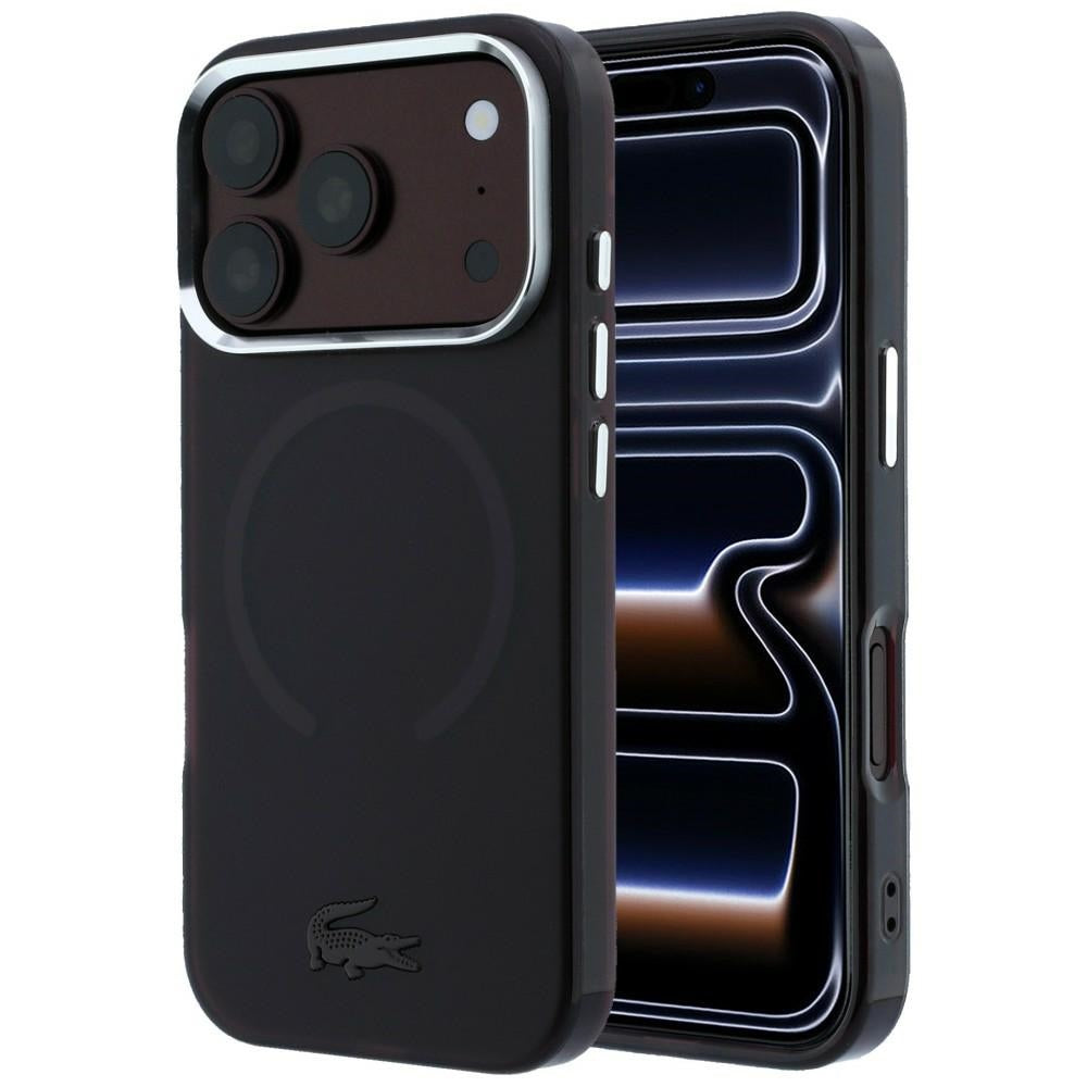 Lacoste iPhone 17 Pro / iPhone 18 Pro - Σκληρή Θήκη με Πλαίσιο Σιλικόνης - IML Frosted MagSafe - Burgundy