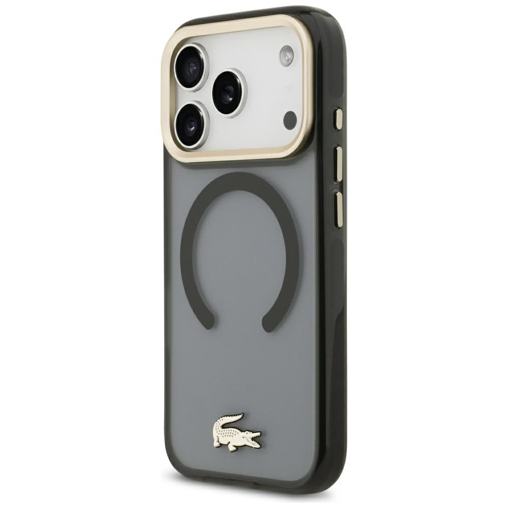Lacoste iPhone 17 Pro / iPhone 18 Pro - Σκληρή Θήκη με Πλαίσιο Σιλικόνης - Shockproof IML Shockproof Gold Logo MagSafe - Black