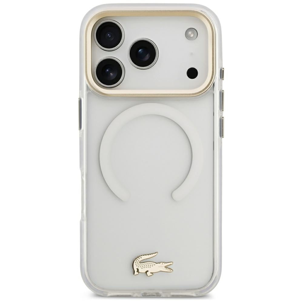 Lacoste iPhone 17 Pro / iPhone 18 Pro - Σκληρή Θήκη με Πλαίσιο Σιλικόνης - Shockproof IML Shockproof Gold Logo MagSafe - Clear