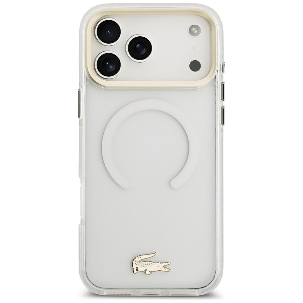 Lacoste iPhone 17 Pro Max / iPhone 18 Pro Max - Σκληρή Θήκη με Πλαίσιο Σιλικόνης - Shockproof IML Shockproof Gold Logo MagSafe - Clear