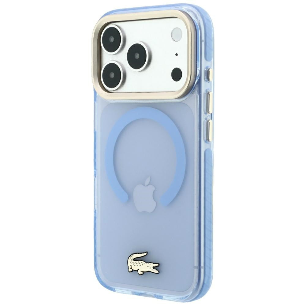 Lacoste iPhone 17 Pro Max / iPhone 18 Pro Max - Σκληρή Θήκη με Πλαίσιο Σιλικόνης - Shockproof IML Shockproof Gold Logo MagSafe - Blue