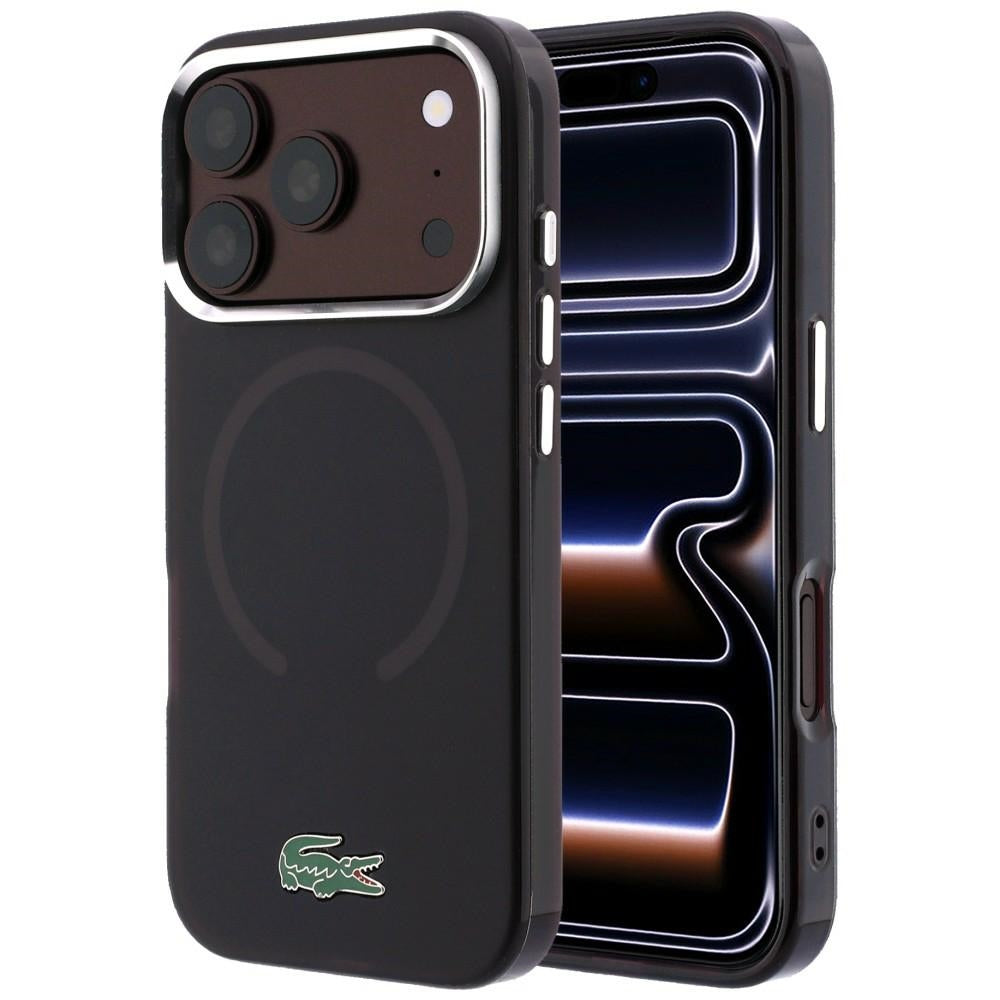 Lacoste iPhone 18 Pro / iPhone 17 Pro - Σκληρή Θήκη με Πλαίσιο Σιλικόνης MagSafe - IML Frosted Laquer Logo - Burgundy