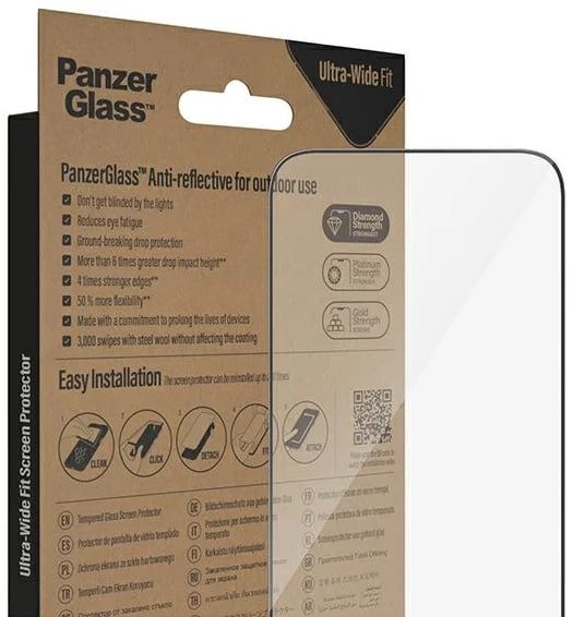 PanzerGlass iPhone 14 Pro Max Ultra - Wide Fit Anti - reflective Antibacterial Easy Aligner Full Screen Αντιχαρακτικό Γυαλί Οθόνης - Black