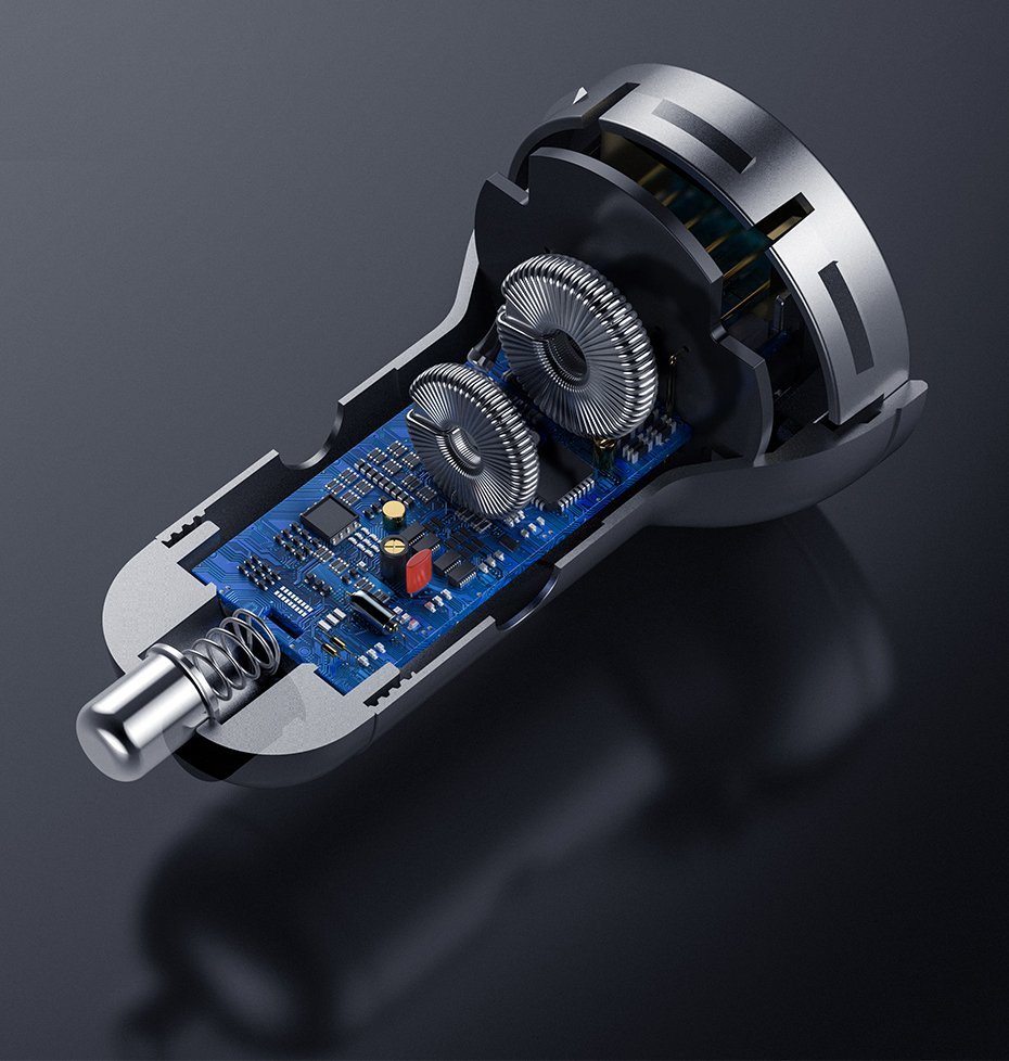 Baseus Digital Display Φορτιστής Αυτοκινήτου 4.8A με Δύο Θύρες USB - Silver - CCBX - 0S