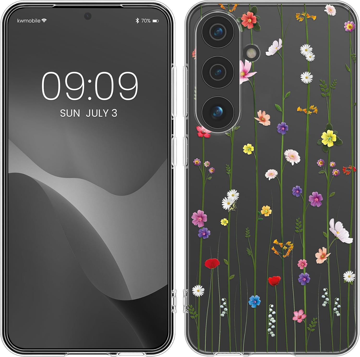 KW Samsung Galaxy S24 Λεπτή Θήκη Σιλικόνης TPU - Design Wildflower Vines - Multicoloured / Διάφανη