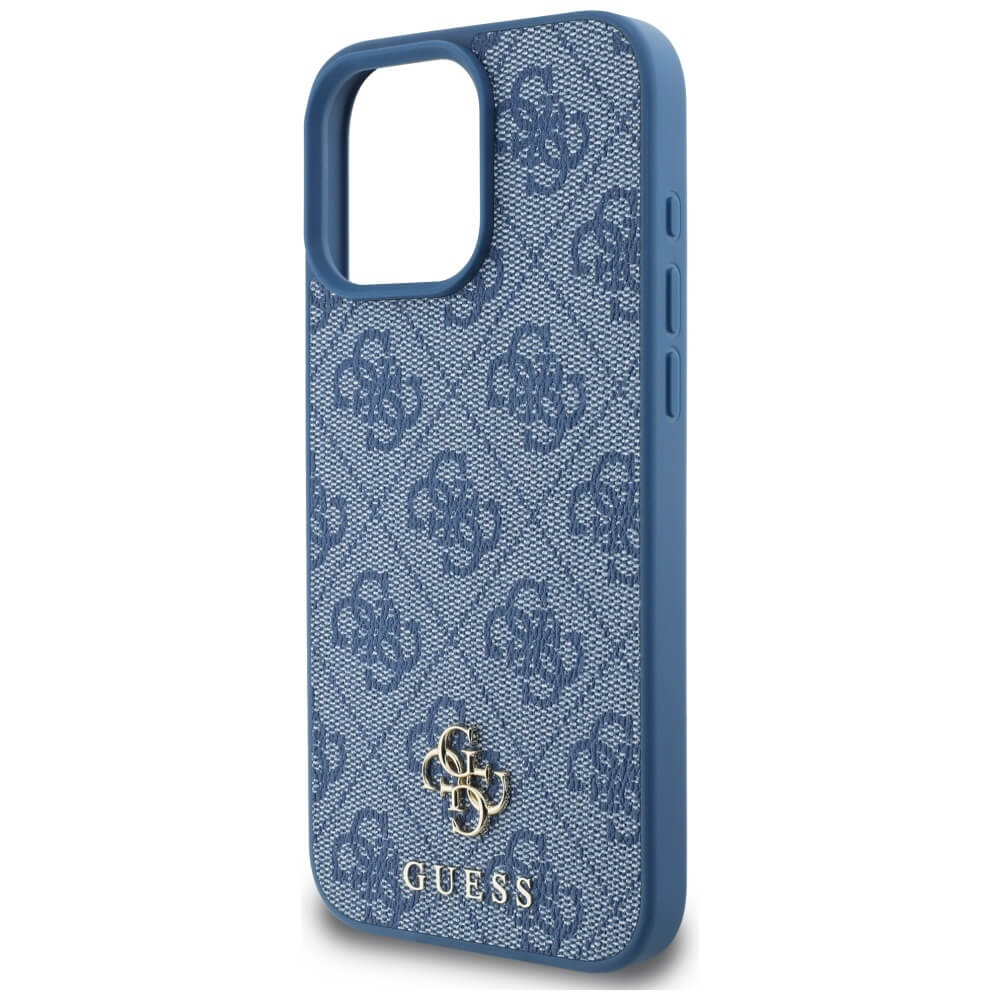 Guess iPhone 16 Pro - HC PU 4G Small 4G and Classic - MagSafe Σκληρή Θήκη με Επένδυση από Οικολογικό Δέρμα - Blue - GUHMP16LP4SM4MB