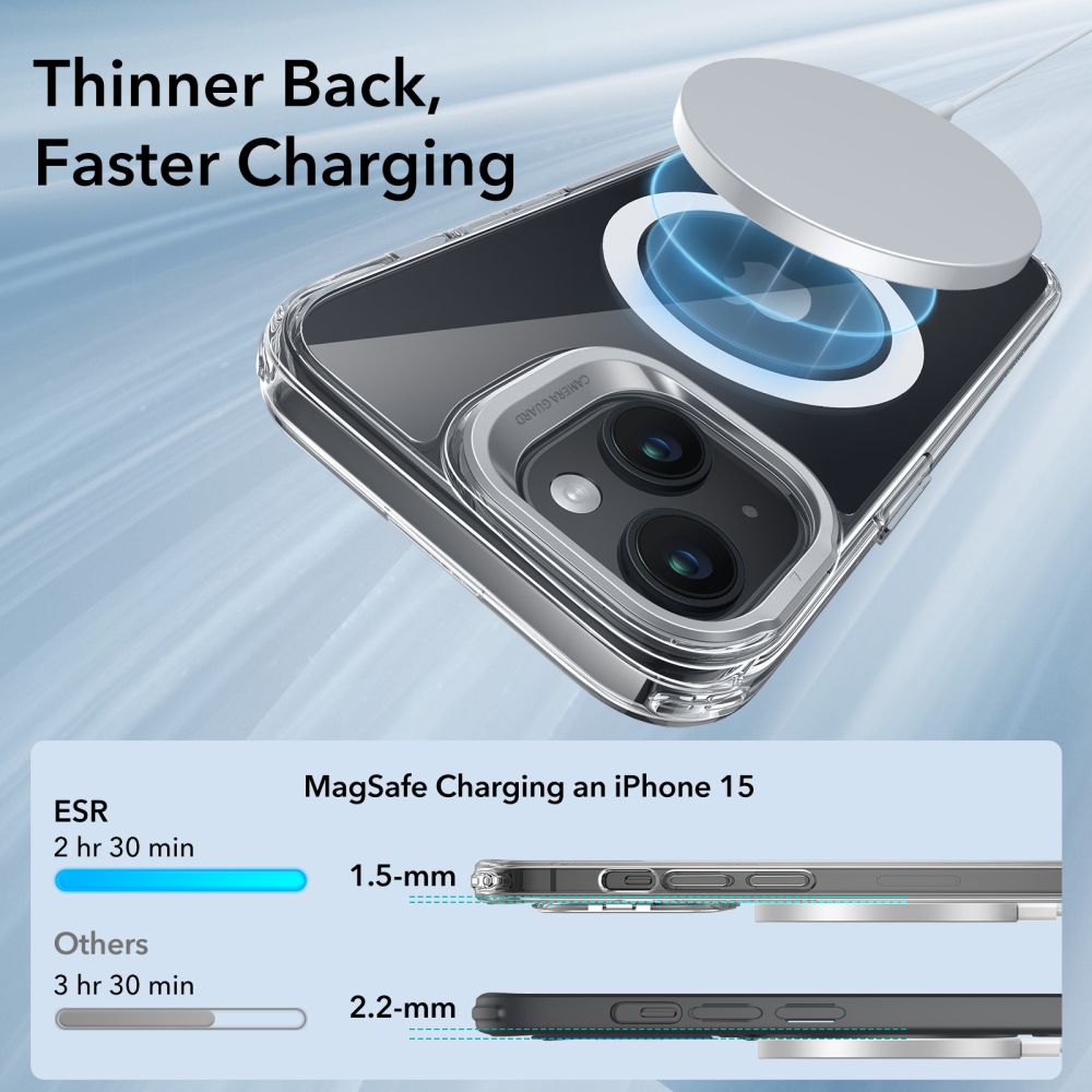 ESR iPhone 15 Classic Kickstand Halolock MagSafe Σκληρή Θήκη με Πλαίσιο Σιλικόνης και Stand - Διάφανη