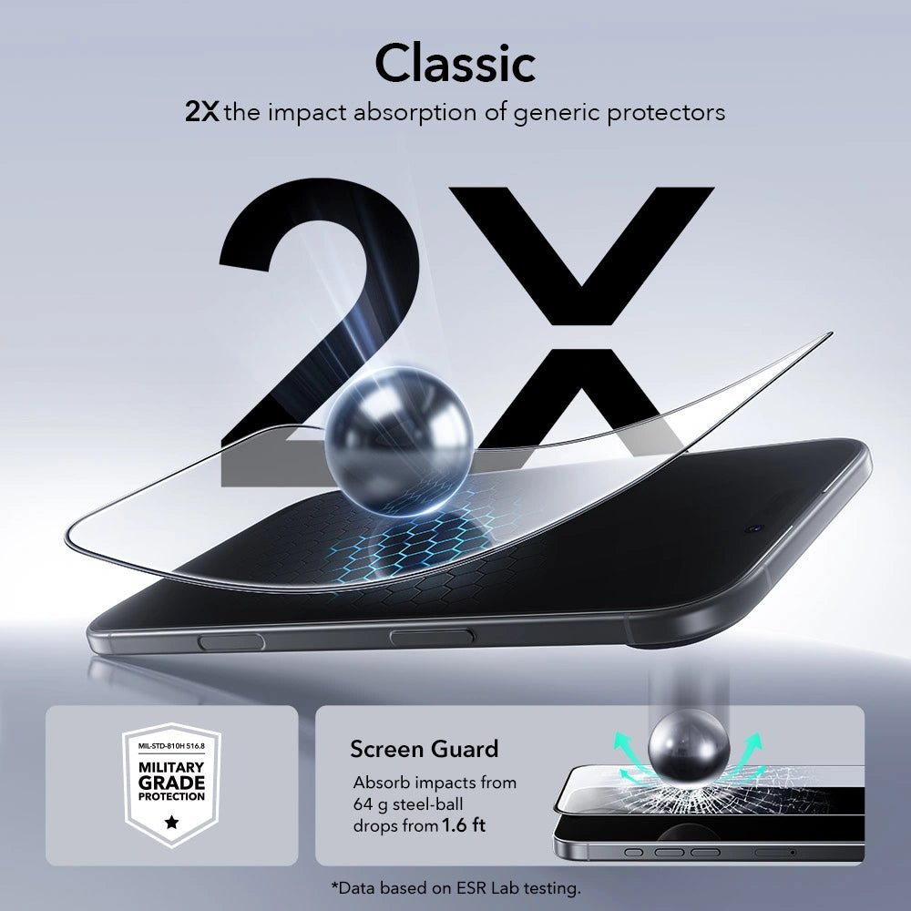 ESR iPhone Air - UltraFit Classic - Full Screen Αντιχαρακτικό Γυαλί Οθόνης - 2 Τεμάχια - Black