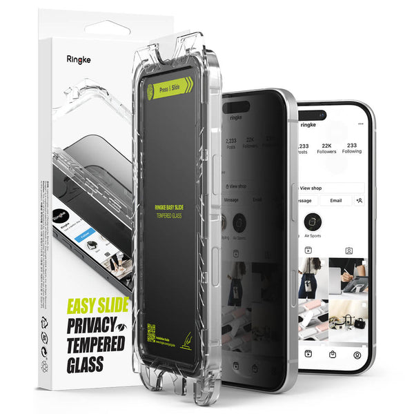 Ringke iPhone 16 Plus / 15 Plus Easy Slide 2.5D 9H Privacy Αντιχαρακτικό Γυαλί Οθόνης - 2 Τεμάχια - Privacy