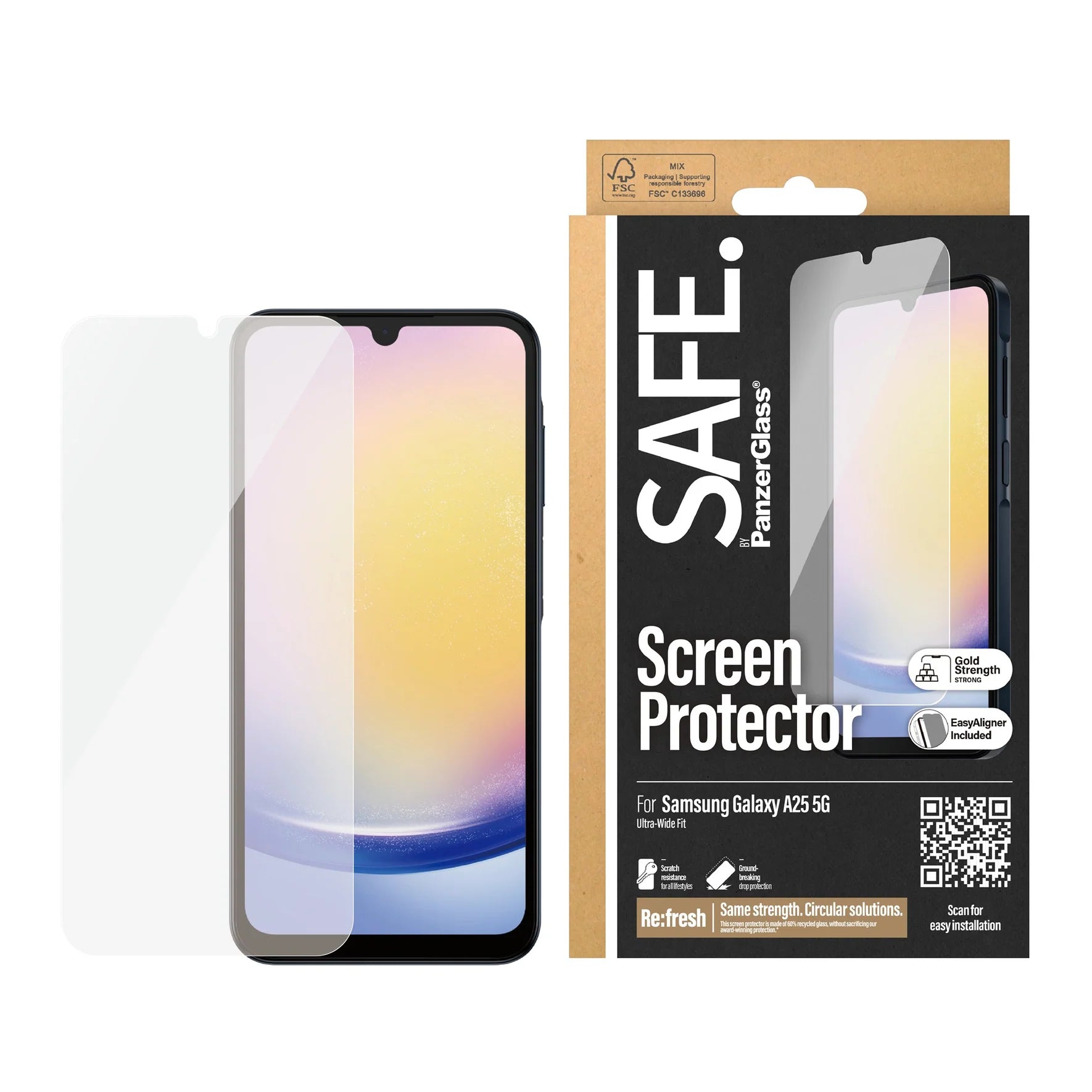 Safe by PanzerGlass Samsung Galaxy A25 5G - Ultra - Wide Fit W. EasyAligner Case Friendly Full Screen Αντιχαρακτικό Γυαλί Οθόνης - Διάφανο - SAFE95680
