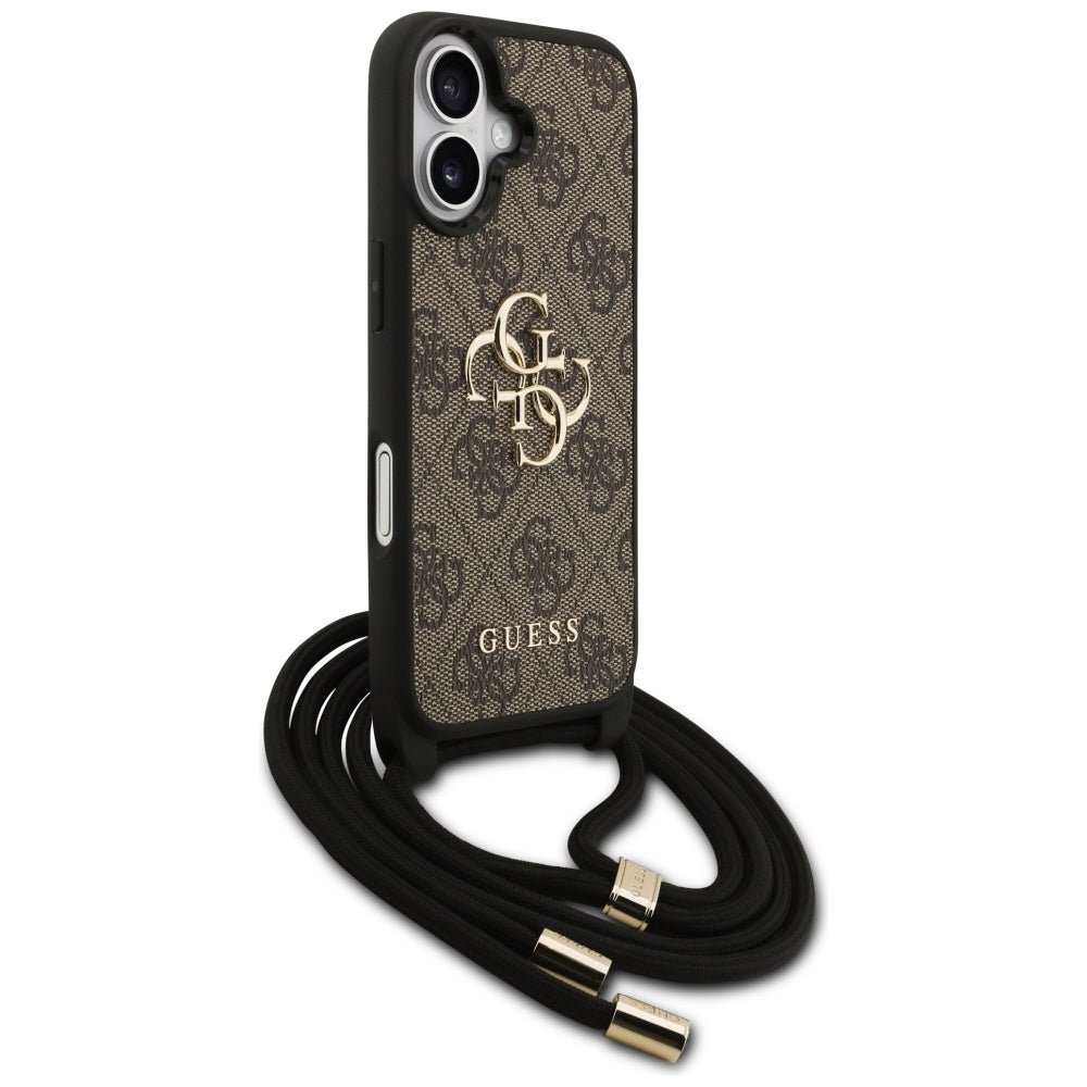 Guess iPhone 17 - 4G Big Logo Cord Stap Crossbody - Θήκη με Επένδυση Συνθετικού Δέρματος και Λουράκι - Brown - GUHCP17SP4GMGCRW