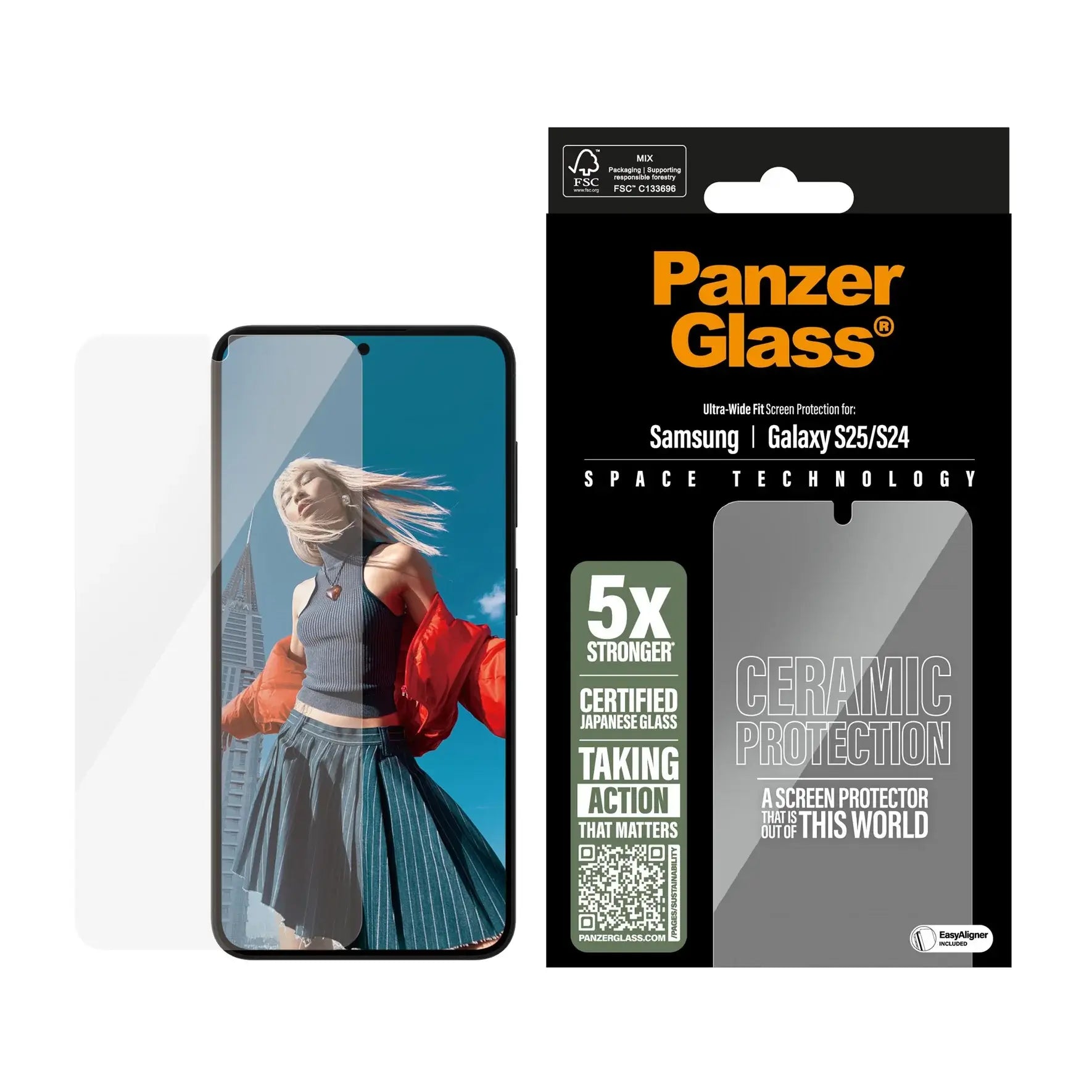PanzerGlass Samsung Galaxy S24 / S25 Ceramic Ultra - Wide Fit Full Screen Αντιχαρακτικό Γυαλί Οθόνης - Διάφανο
