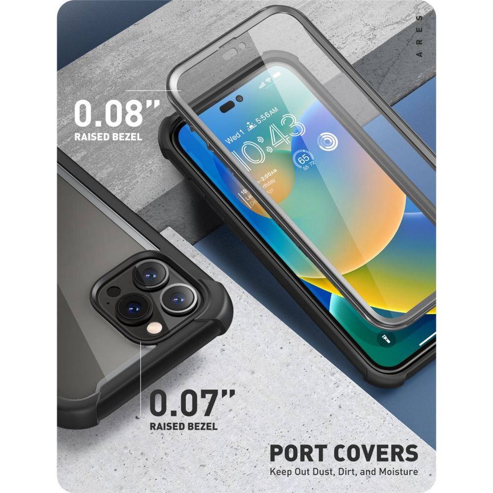 i - Blason iPhone 14 Pro Max Ares Σκληρή Θήκη με Πλαίσιο Σιλικόνης και Προστασία Οθόνης - Black