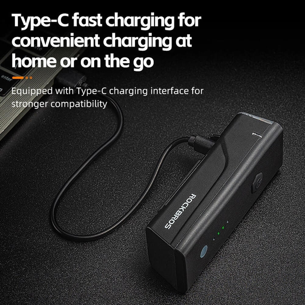 Rockbros 24510003001 Μπροστινό Φως Ποδηλάτου 260lm με Καλώδιο Type - C to USB - Black
