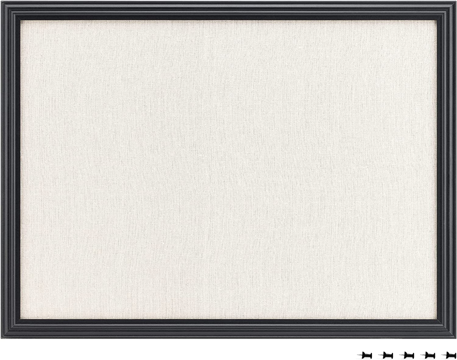 Navaris Πίνακας Ανακοινώσεων από Λινό Ύφασμα με Κορνίζα - Black / Beige - 56832.2