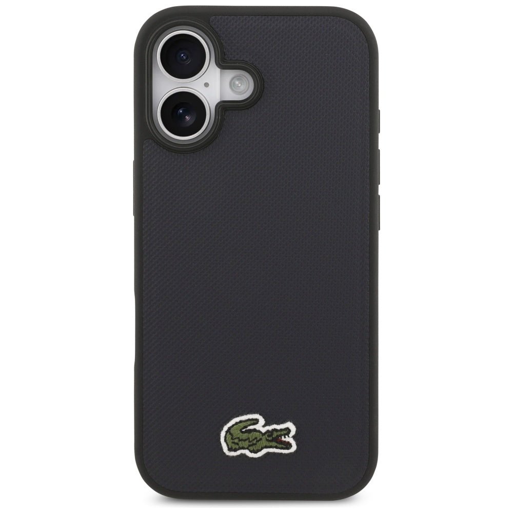 Lacoste iPhone 17 - Iconic Petit Pique Woven Logo MagSafe - Σκληρή Θήκη με Πλαίσιο Σιλικόνης - Navy Blue