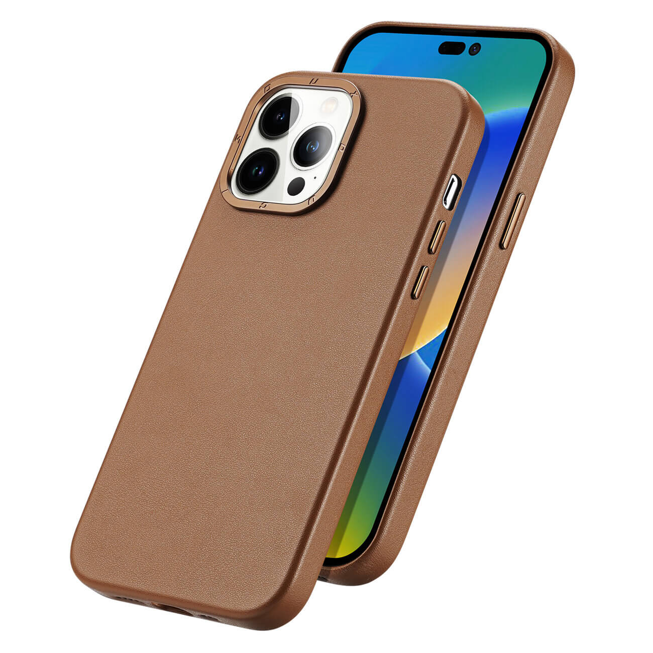 Dux Ducis iPhone 14 Pro Grit Leather Case Θήκη με Επένδυση Συνθετικού Δέρματος και MagSafe - Brown