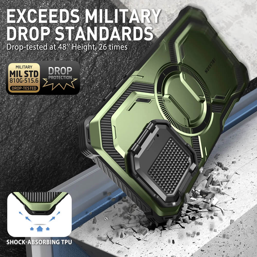 Supcase iPhone 16 Armorbox MagSafe Σκληρή Θήκη με Προστασία Οθόνης και Κάλυμμα Κάμερας / Stand - Green