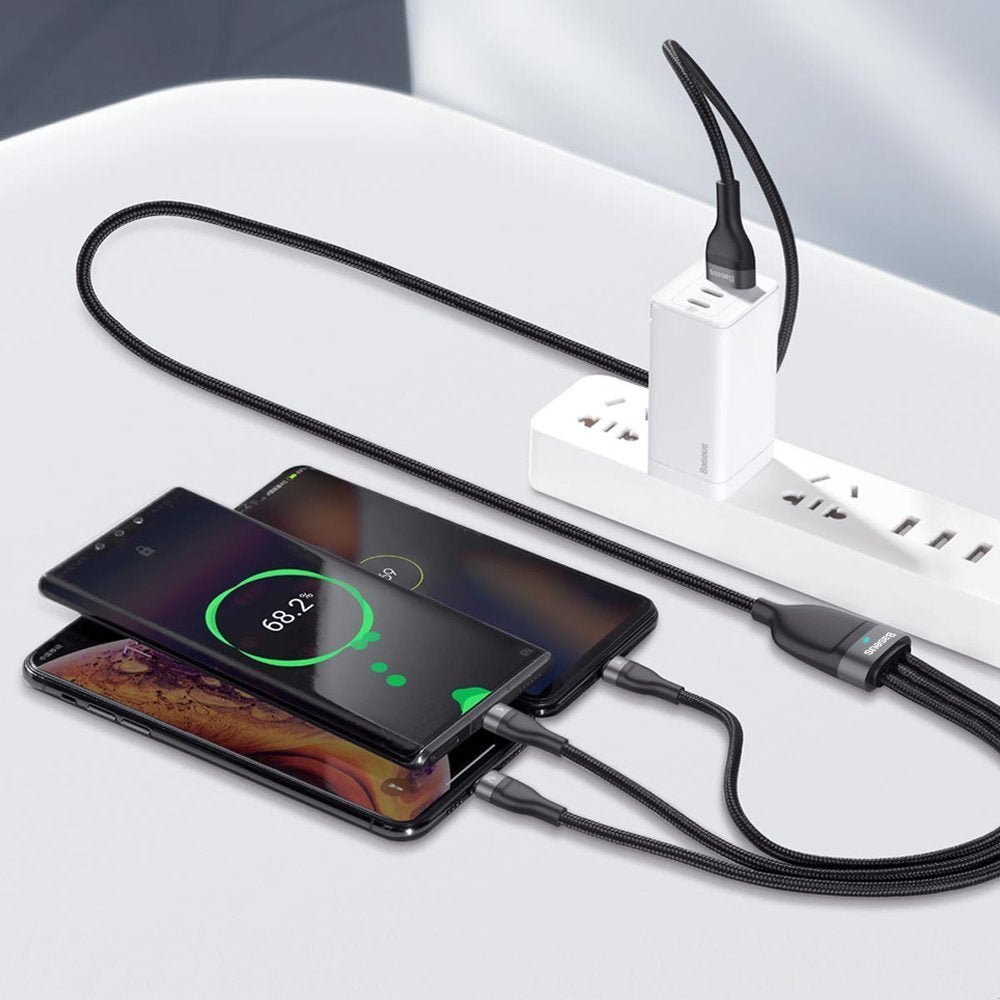 Baseus Flash Series 3in1 - Καλώδιο Γρήγορης Φόρτισης και Δεδομένων 5A 40W 1.2m - Micro USB / Lightning / Type - C - Black - CA1T3 - G1