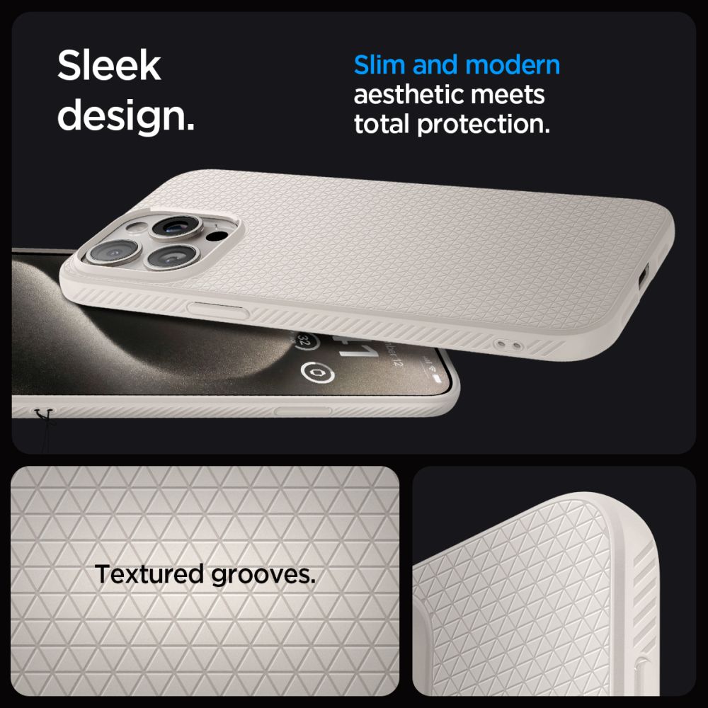 Spigen iPhone 15 Pro Liquid Air Θήκη Σιλικόνης - Natural Titanium