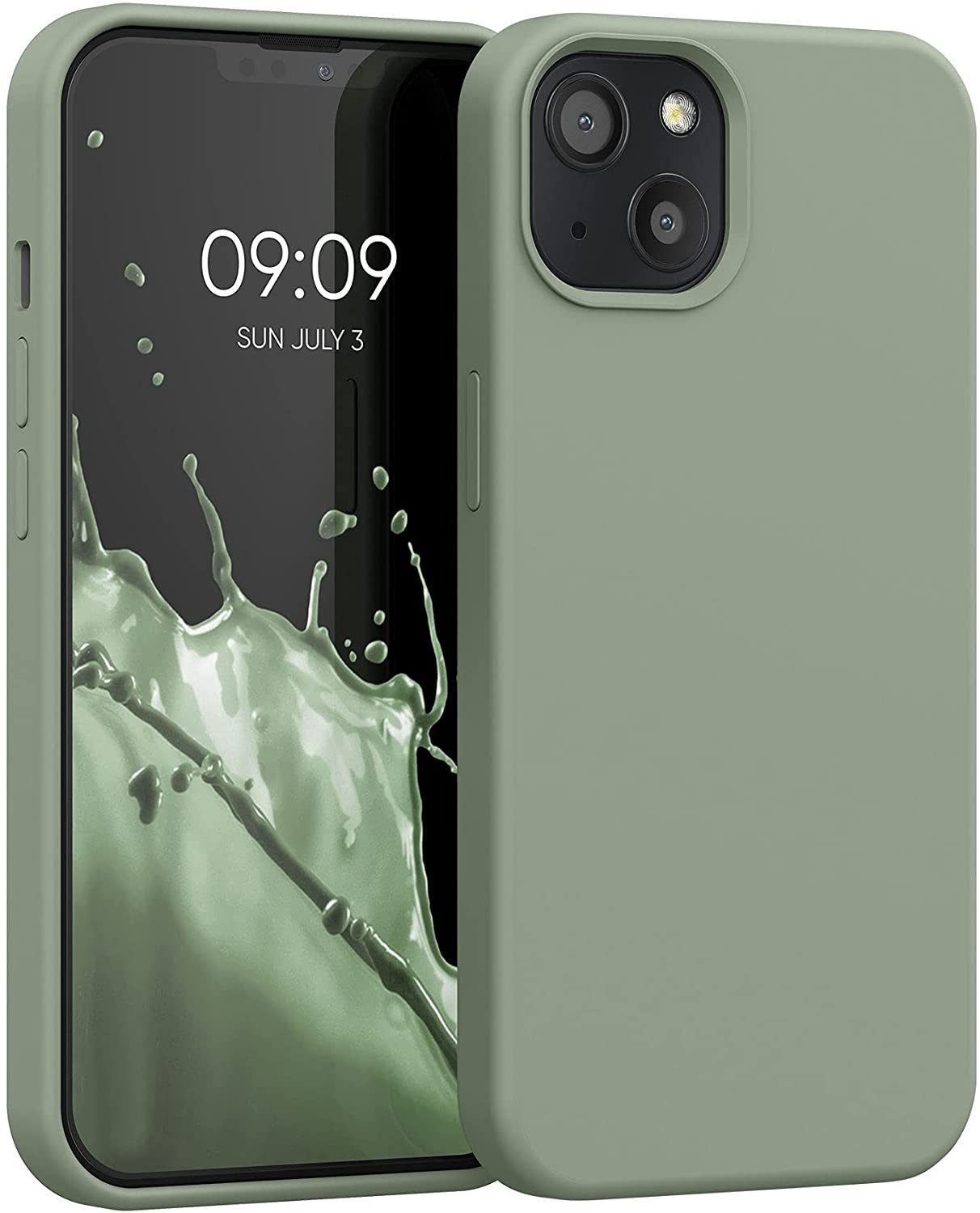KW iPhone 13 Θήκη Σιλικόνης Rubberized TPU - Gray / Green - 55878.172