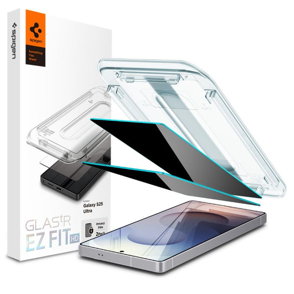 Spigen Samsung Galaxy S25 Ultra Glas.TR Privacy EZ Fit 2.5D 9H Αντιχαρακτικό Γυαλί Οθόνης - 2 Τεμάχια - Clear / Black - AGL09335
