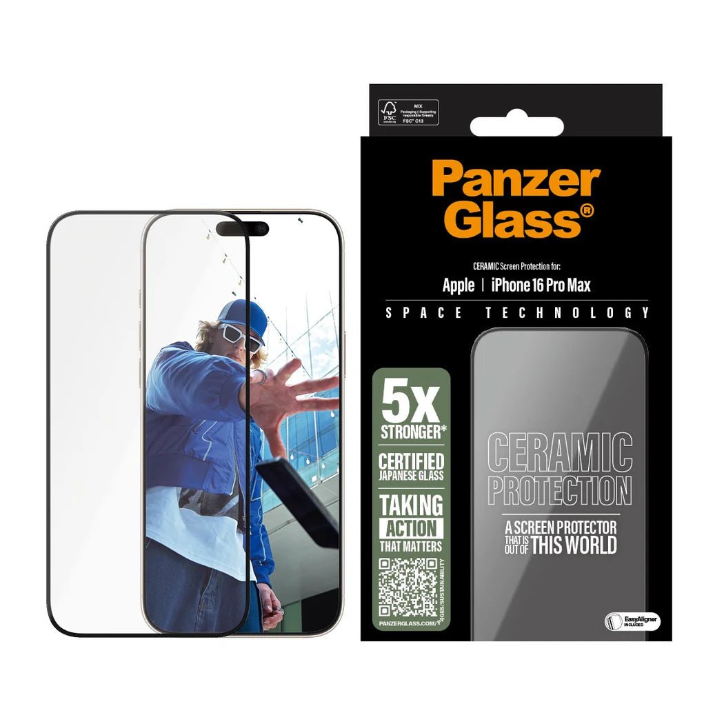 PanzerGlass iPhone 16 Pro Max Ceramic Ultra - Wide Fit Full Screen Αντιχαρακτικό Γυαλί Οθόνης - Black