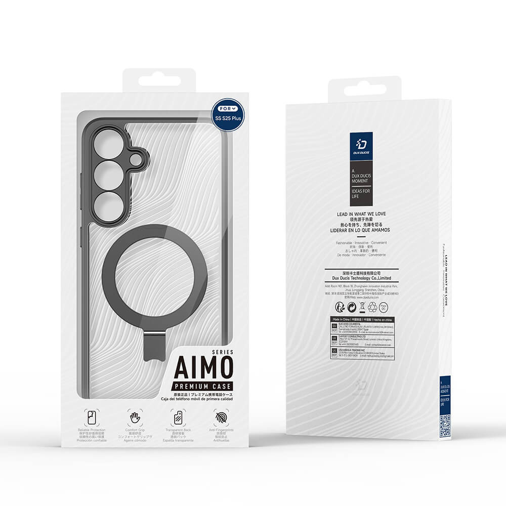 Dux Ducis Samsung Galaxy S25 Aimo MagSafe Magnetic Stand Σκληρή Θήκη με Πλαίσιο Σιλικόνης και MagSafe - Black