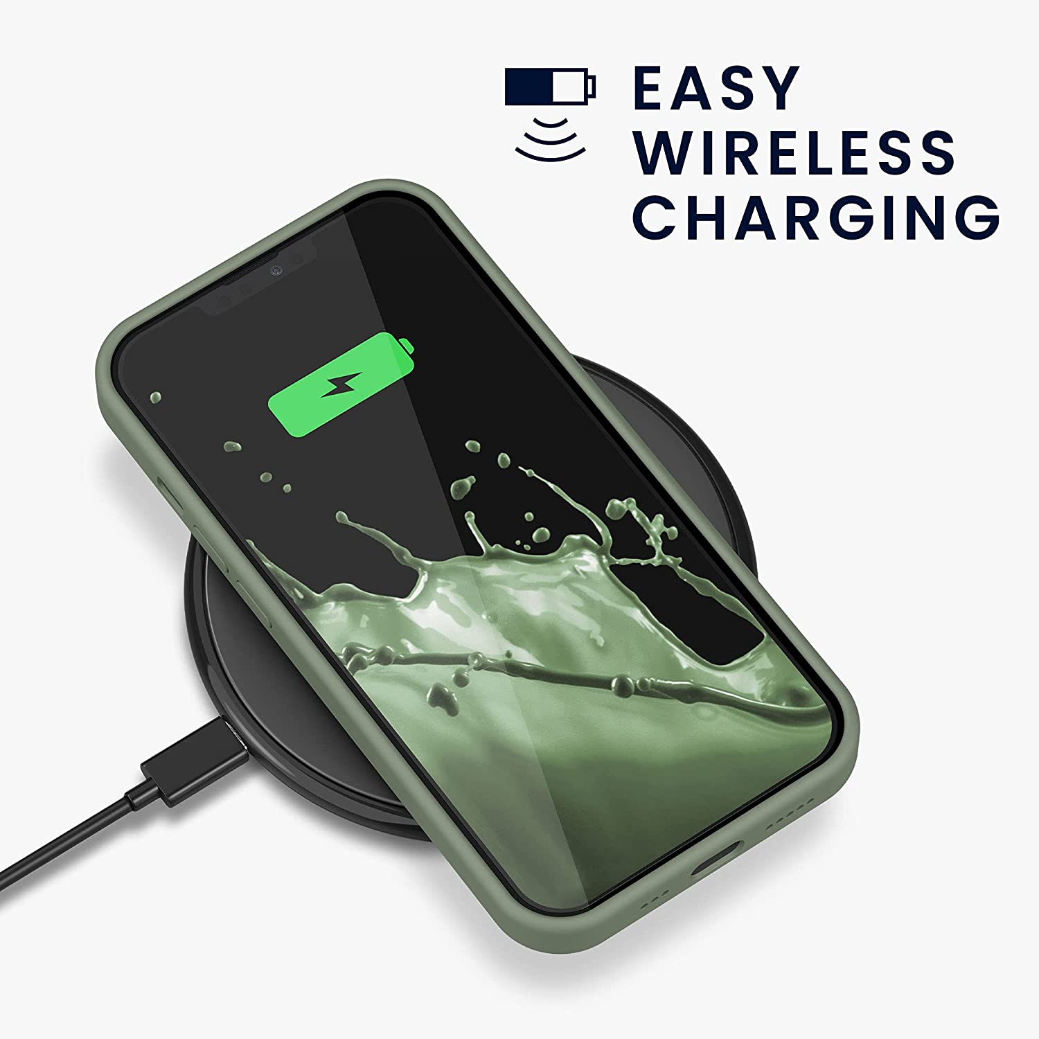 KW iPhone 13 Θήκη Σιλικόνης Rubberized TPU - Gray / Green - 55878.172