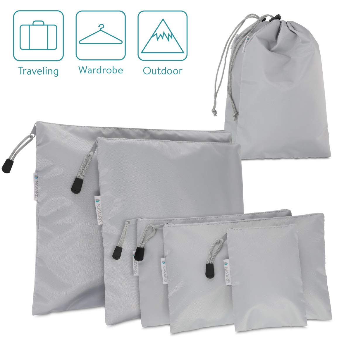 Navaris 7 Set Travel Storage Bags Σετ με 7 Σάκους Ταξιδιού - Grey - 50581.25.01