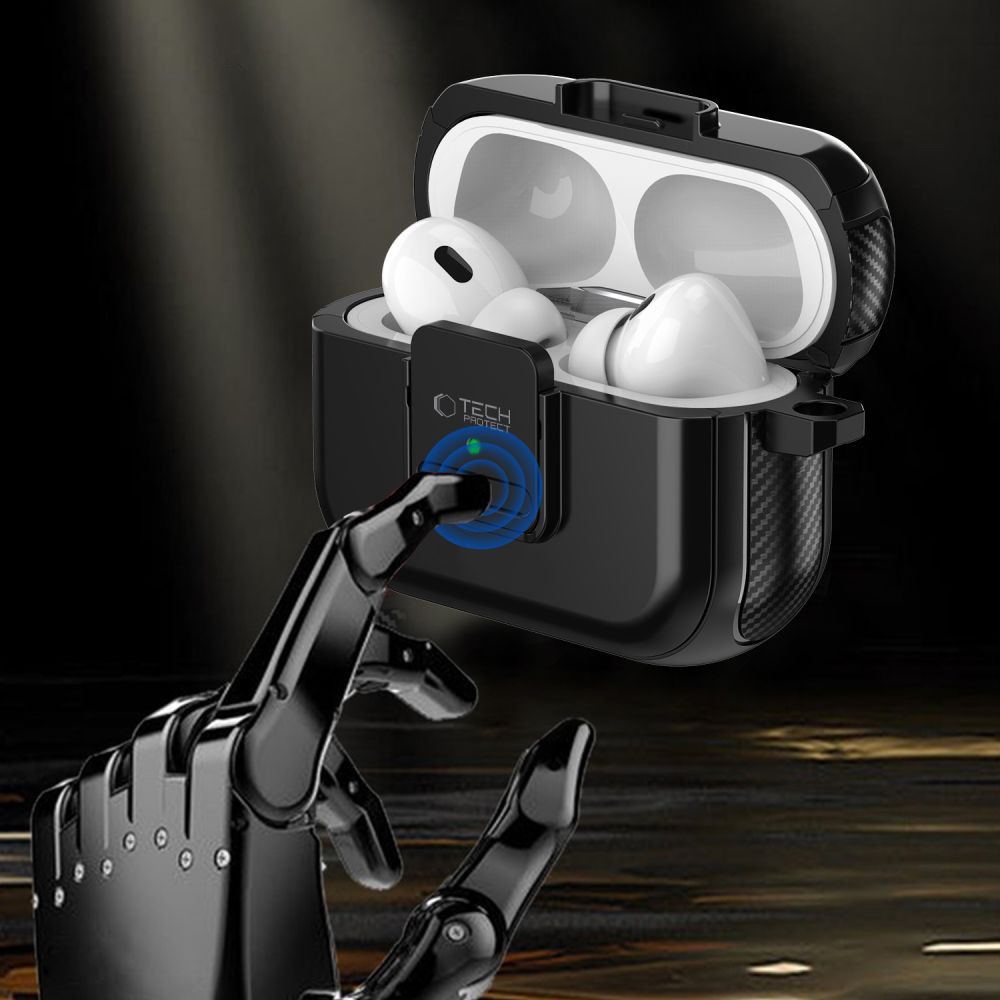 Tech - Protect AirPods Pro 1 / 2 Θήκη από Σκληρό Πλαστικό και Σιλικόνη με MagSafe - Defender Hook - Black