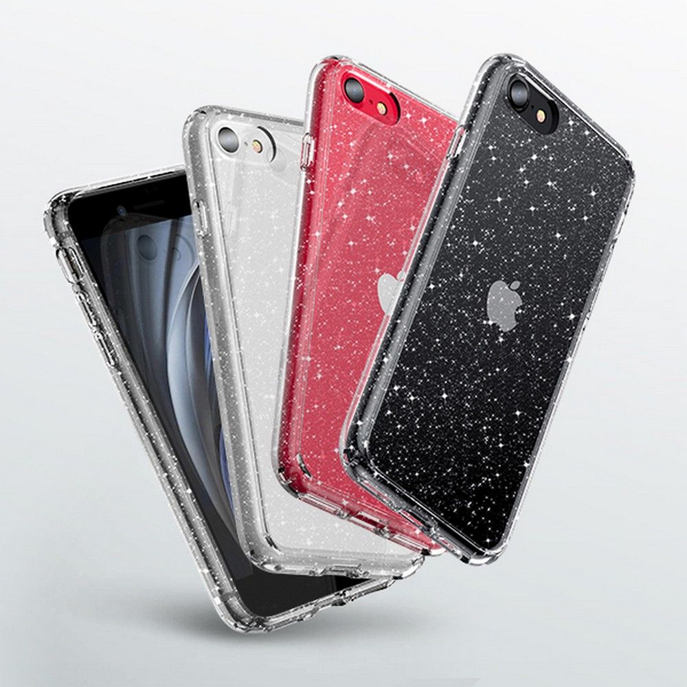 Tech - Protect iPhone SE 2022 / SE 2020 / 7 / 8 Glitter Σκληρή Θήκη με Πλαίσιο Σιλικόνης - Διάφανη