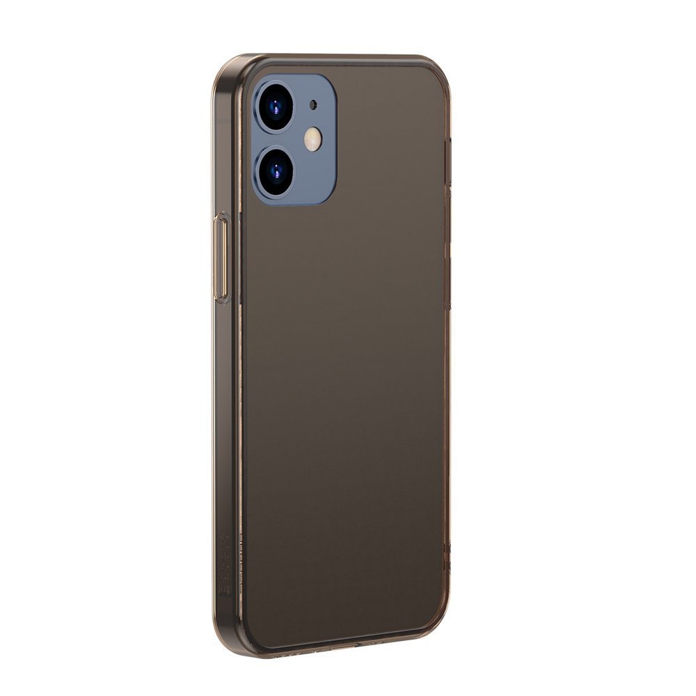 Baseus iPhone 12 / iPhone 12 Pro Frosted Glass Θήκη με Πλαίσιο Σιλικόνης και Όψη Γυαλιού Tempered Glass - Black - WIAPIPH61P - WS01
