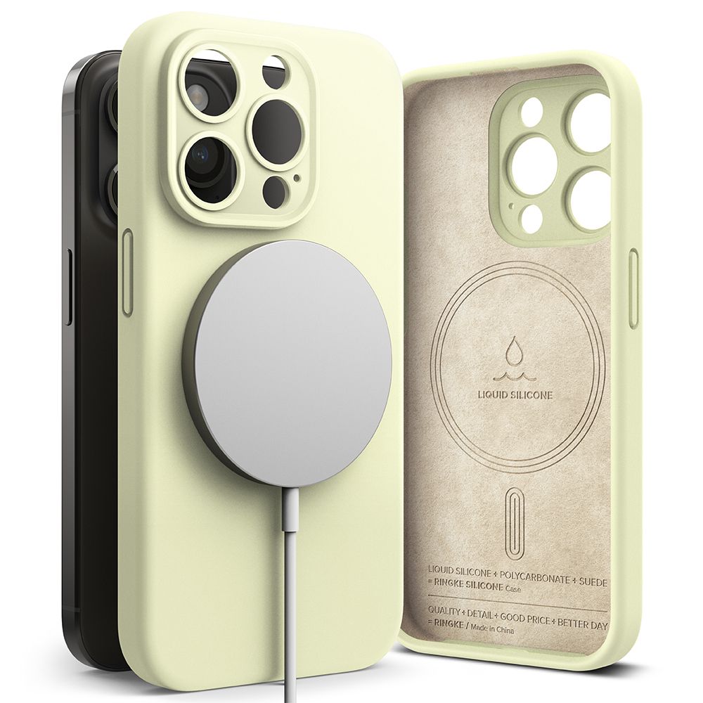 Ringke iPhone 15 Pro Silicone Magnetic MagSafe Case Θήκη Σιλικόνης με MagSafe - Sunny Lime