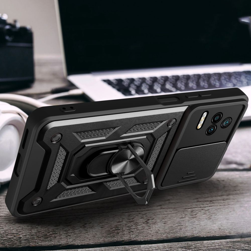 Tech - Protect Xiaomi Poco F4 5G Camshield Pro Σκληρή Θήκη με Πλαίσιο Σιλικόνης και Δαχτυλίδι Συγκράτησης - Black