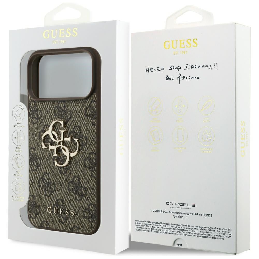 Guess iPhone 17 Pro Max - 4G Big Logo - Σκληρή Θήκη με Πλαίσιο Σιλικόνης και Επένδυση Συνθετικού Δέρματος - Brown - GUHCP17X4GMGBR