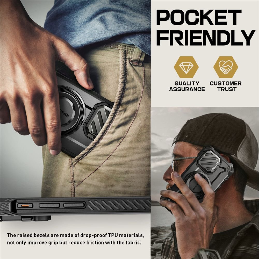 Supcase iPhone 16 UB XT Mag Σκληρή Θήκη με Ανοιγόμενο Κάλυμμα Κάμερας / Stand και MagSafe - Black