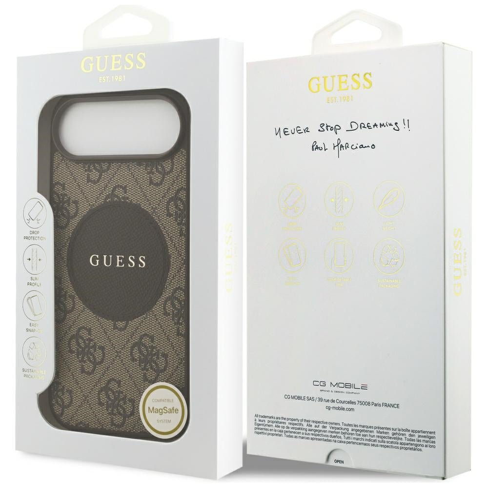 Guess iPhone Air - 4G Circle Classic Logo MagSafe - Θήκη με Επένδυση Συνθετικού Δέρματος - Brown - GUHMP17MP4PGRSGW