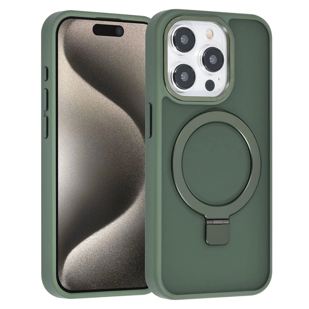 Tuniq iPhone 15 Pro - MagSafe Σκληρή Θήκη με Δαχτυλίδι Συγκράτησης - Green