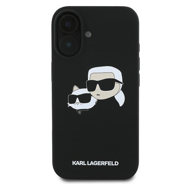 Karl Lagerfeld iPhone 16 Plus - Silicone Double Heads Print - Θήκη Σιλικόνης με MagSafe - Black - KLHMP16MSKCHPPLK