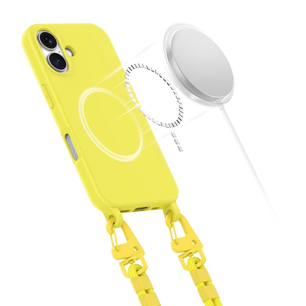 Tech - Protect iPhone 16 MagNecklace - MagSafe Θήκη Σιλικόνης TPU με Pυθμιζόμενο Αποσπώμενο Κορδόνι - Canary Yellow