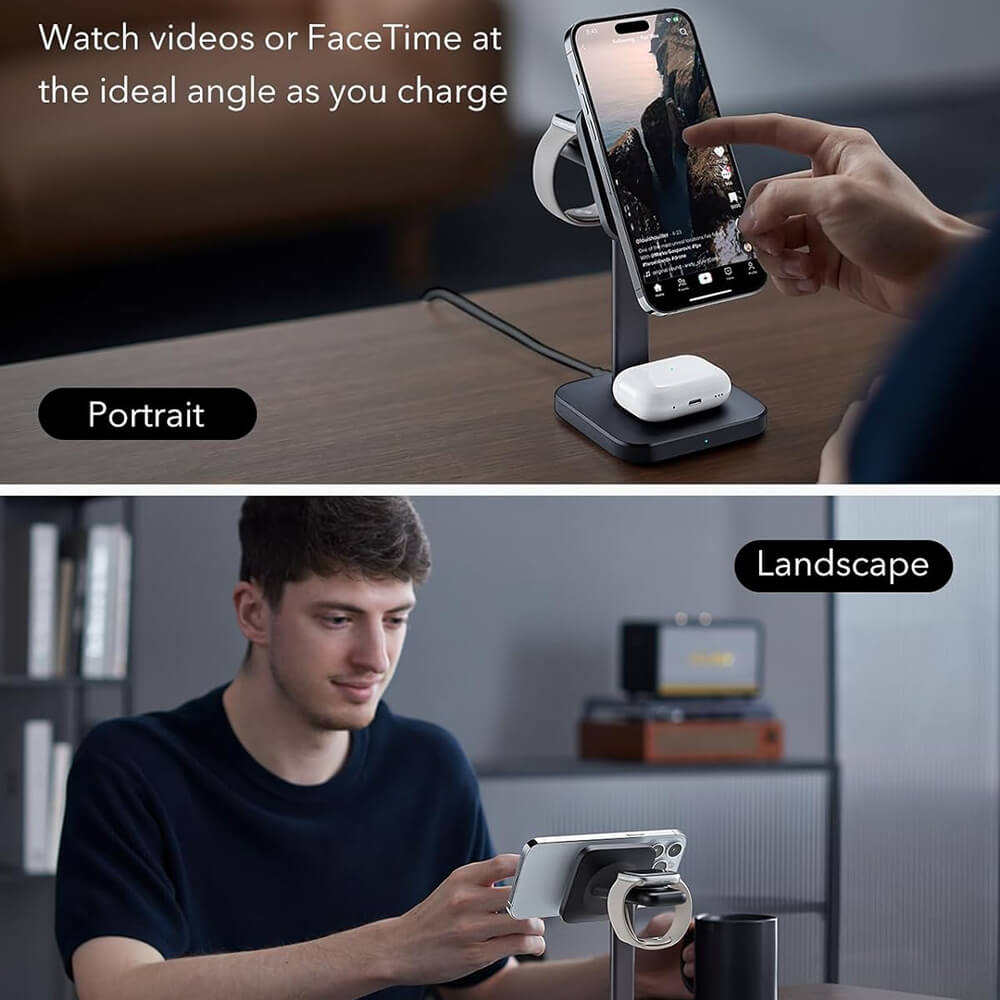 ESR 3in1 HaloLock Qi2 Ασύρματος Μαγνητικός Φορτιστής MagSafe - Black