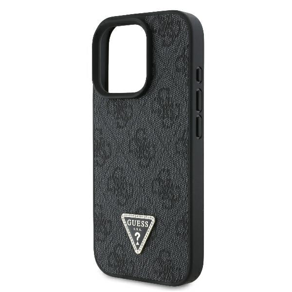 Guess iPhone 16 Pro Max - Leather Metal Logo Strass Crossbody - Θήκη με Επένδυση Συνθετικού Δέρματος και Λουράκι - Black - GUHCP16XP4TDSCPK