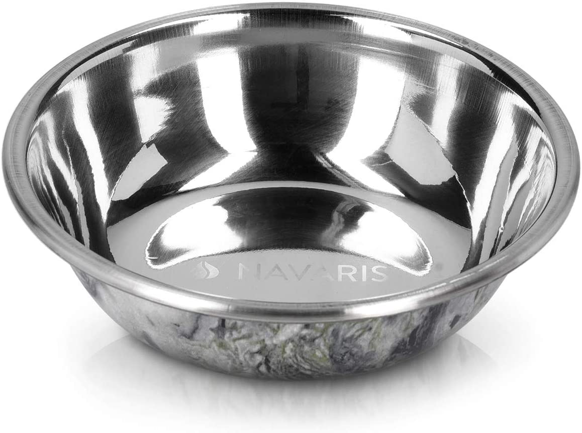 Navaris Ανοξείδωτo Μπολ Φαγητού για Γάτες και Σκύλους - Design Marble - 350 ml - Silver - 46948.1